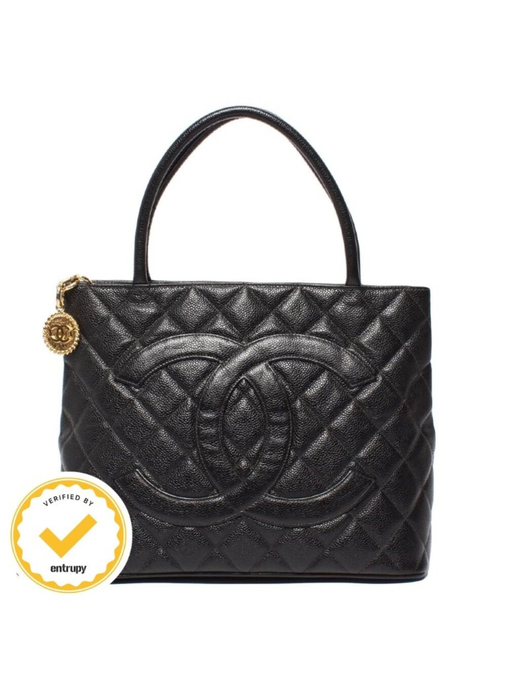 Chanel Tote Gold Quilted No 5 Caviar Leather